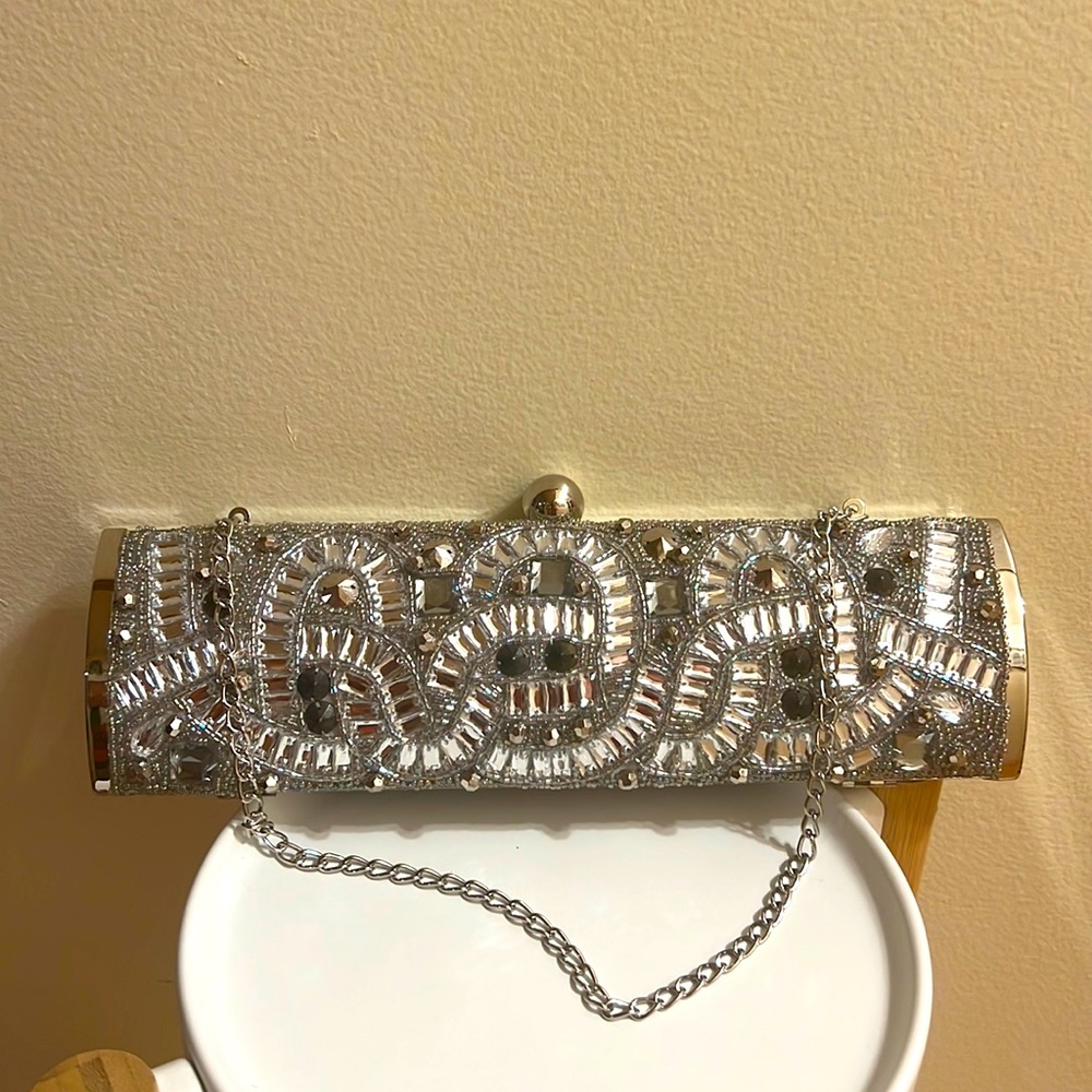 jeweled handbag with chain